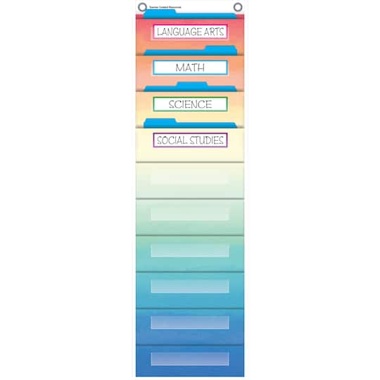 Watercolor 10 Pocket File Storage Pocket Chart